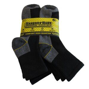SUPERBILT Men's Full Comfort High-Quarter Work Socks 6-Pack Black One Size